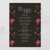 Dark Floral Wedding Program Elegant Burgundy Programmakaart (Achterkant)