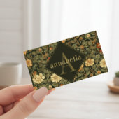 Dark Floral William Morris Monogram Visitekaartje