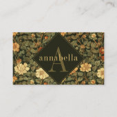 Dark Floral William Morris Monogram Visitekaartje (Voorkant)