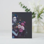 Dark Floral Woman Briefkaart (Staand voorkant)
