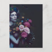 Dark Floral Woman Briefkaart (Voorkant)