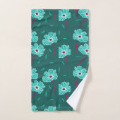 Dark Florals Blauwgroen Bad Handdoek (Handdoek)
