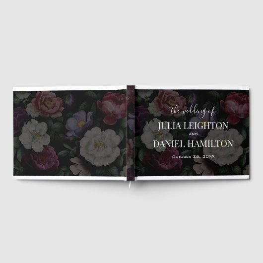 Dark Florals Modern Wedding Invitation Gastenboek (Volledig)