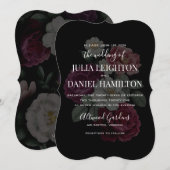 Dark Florals Modern Wedding Invitation Kaart (Voorkant / Achterkant)