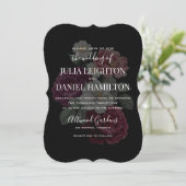Dark Florals Modern Wedding Invitation Kaart (Staand voorkant)