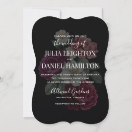 Dark Florals Modern Wedding Invitation Kaart