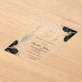 Dark Flowers Champagne Glass Green Acryl Uitnodigingen (Laagn)