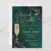 Dark Flowers Champagne Glass Green Kaart (Voorkant)