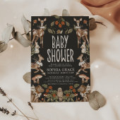 Dark Forest Elegant Woodland Animals Baby shower Kaart