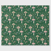 Dark Forest Emerald Fungi Seamless Pattern Moody Cadeaupapier (Vlak)