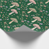 Dark Forest Emerald Fungi Seamless Pattern Moody Cadeaupapier (Hoek)