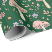 Dark Forest Emerald Fungi Seamless Pattern Moody Cadeaupapier (Rol Hoek)