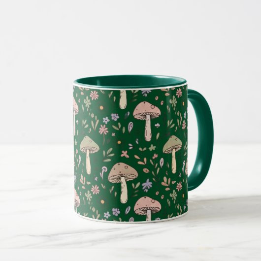 Dark Forest Emerald Fungi Seamless Pattern Moody Mok (Voorkant rechts)