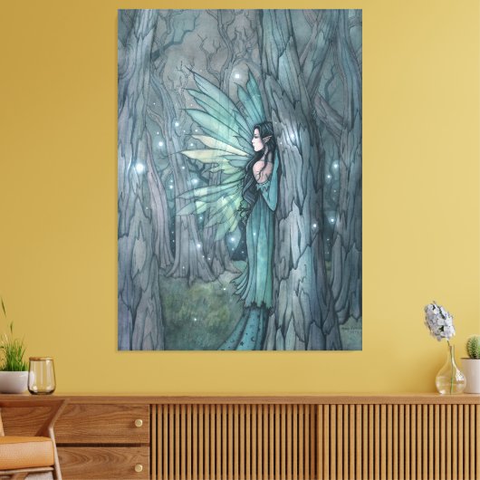 Dark Forest Fairy Mystieke Fantasy Art Canvas Afdruk (Insitu (Woonkamer))
