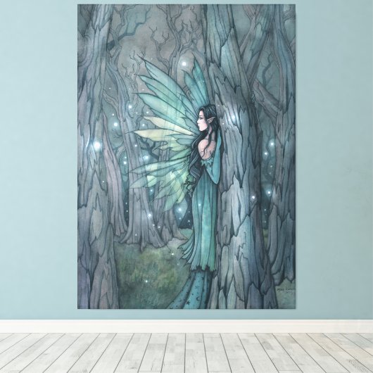 Dark Forest Fairy Mystieke Fantasy Art Canvas Afdruk (Insitu (Houten vloer))