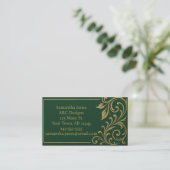 Dark Forest Green & Gold QR Code Visitekaartje (Staand voorkant)
