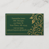 Dark Forest Green & Gold QR Code Visitekaartje (Voorkant)