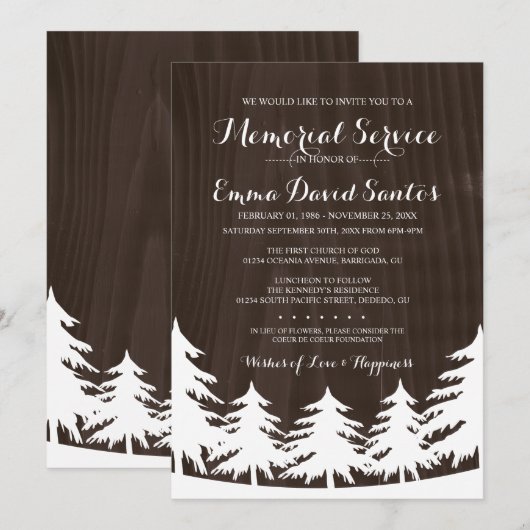 Dark Forest Memorial Service nodigt uit Kaart (Voorkant / Achterkant)