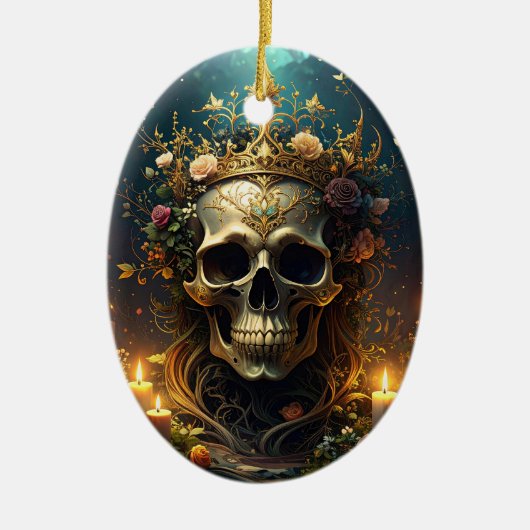 Dark Forest Skull-Ornament Keramisch Ornament (Voorkant)