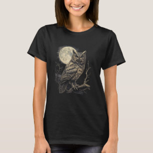 Dark Forest Uil Volle Maan Wildlife kleding T-shirt