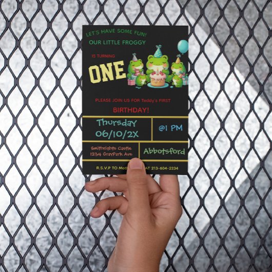 Dark Froggy Verjaardagsviering - 1 jaar! Kaart