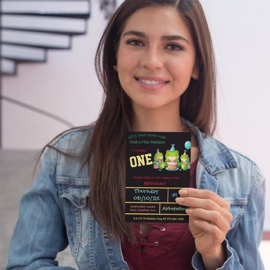 Dark Froggy Verjaardagsviering - 1 jaar! Kaart