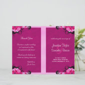 Dark Fuchsia Bloemen Trouwprogramma Sjablonen (Staand voorkant)