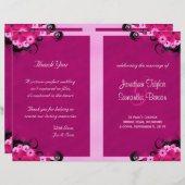 Dark Fuchsia Bloemen Trouwprogramma Sjablonen (Voorkant / Achterkant)