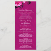 Dark Fuchsia Bloemen Trouwprogramma Sjabloon Kaart (Achterkant)