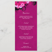 Dark Fuchsia Bloemenbruiloft Diner Menu Kaarten (Achterkant)