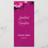 Dark Fuchsia Bloemenbruiloft Diner Menu Kaarten (Voorkant)
