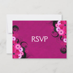 Dark Fuchsia Bloemenbruiloft RSVP Reactie Kaarten