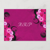 Dark Fuchsia Bloemenbruiloft RSVP Reageer Kaarten (Voorkant)