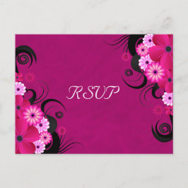 Dark Fuchsia Bloemenbruiloft RSVP Reageer Kaarten