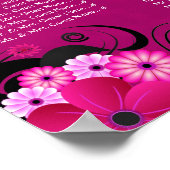 Dark Fuchsia Bloemenbruiloft Tafel Zitkaarten Poster (Hoek)