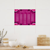 Dark Fuchsia Bloemenbruiloft Tafel Zitkaarten Poster (Keuken)
