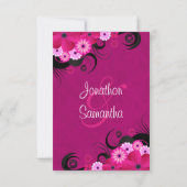 Dark Fuchsia Floral 3.5" x 5" Bruiloft uitnodiging (Achterkant)