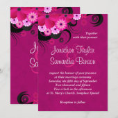 Dark Fuchsia Floral 5" x 7" bruiloft uitnodigingen (Voorkant / Achterkant)