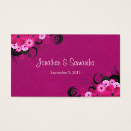 Dark Fuchsia Floral Large Wedding Favor Labels Visitekaartjes