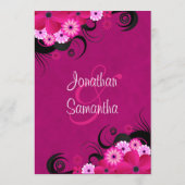Dark Fuchsia Floral Save The Date Aankondiging (Achterkant)