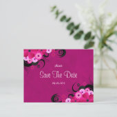 Dark Fuchsia Floral Save The Date Aankondigingen (Staand voorkant)
