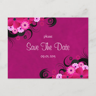 Dark Fuchsia Floral Save The Date Aankondigingen