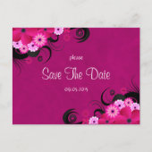 Dark Fuchsia Floral Save The Date Aankondigingen (Voorkant)