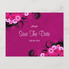 Dark Fuchsia Floral Save The Date Aankondigingen