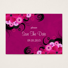 Dark Fuchsia Floral Wedding Save the Date Cards Visitekaartjes