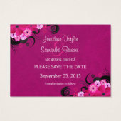 Dark Fuchsia Floral Wedding Save the Date Cards Visitekaartjes (Achterkant)