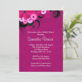 Dark Fuchsia Floral Wedding Vrijgezellenfeest nodi Kaart (Staand voorkant)