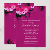 Dark Fuchsia Floral Wedding Vrijgezellenfeest nodi Kaart (Voorkant / Achterkant)
