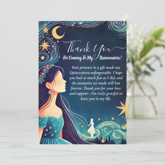Dark Fun Star Prom Sterrennacht Sky Quinceanera Bedankkaart (Staand voorkant)