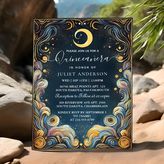 Dark Fun Star Prom Sterrennacht Sky Quinceanera Kaart